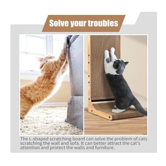 Draywitt L Shape Cat Scratcher - Scratching Board for Indoor Cats，26.9inches Scr - Picture 5 of 7